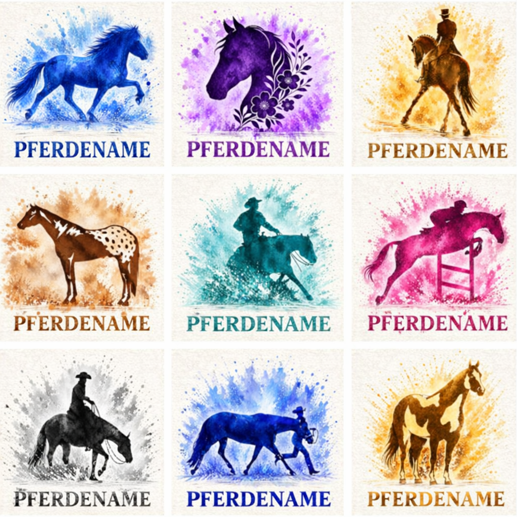 Equidenpasstasche AKTION + BÜGELFOLIE GRATIS Aquarell personalisiert