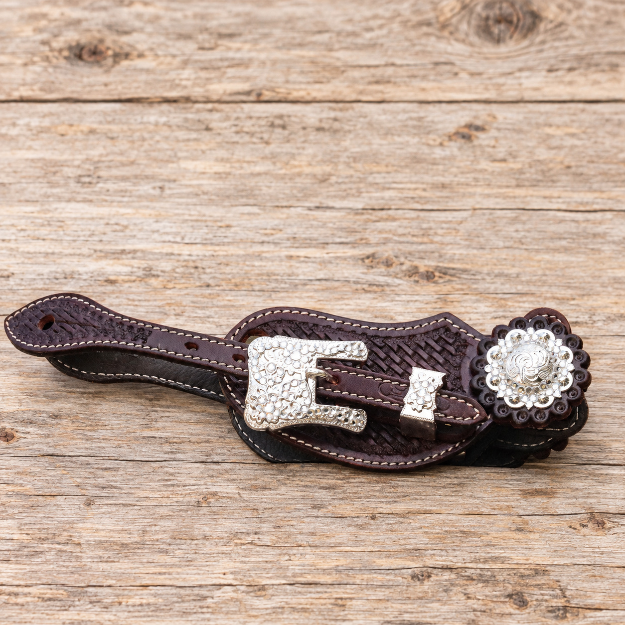Sporenriemen LADIES Silber Strass