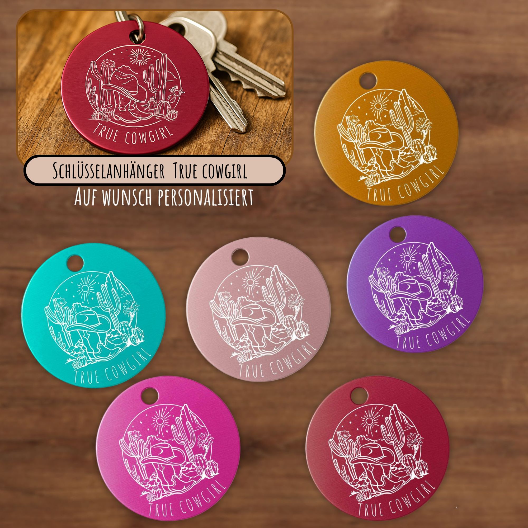 Schlüsselanhänger Western Personalisiert Pferd