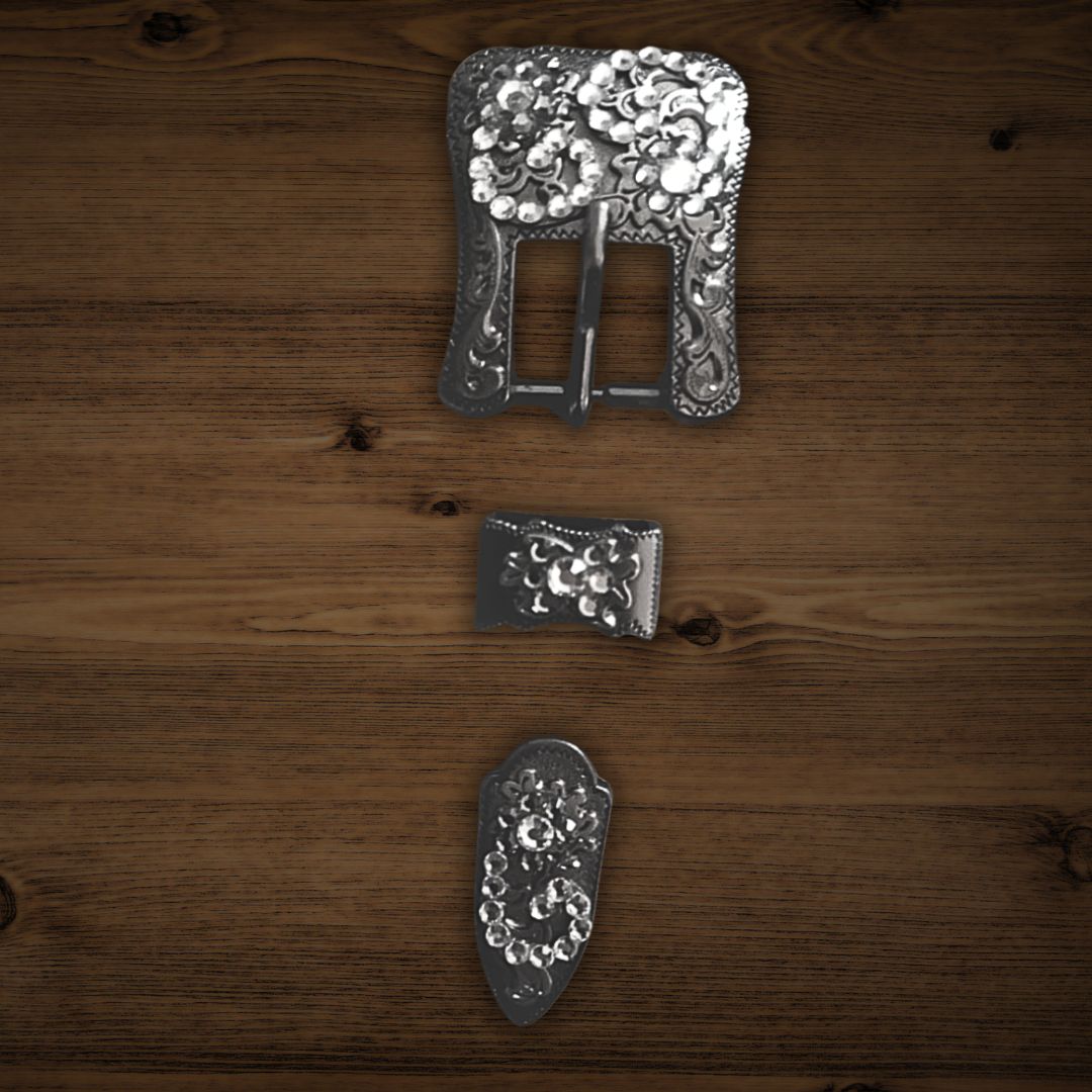 Trensenschnalle Gun Silver Strass