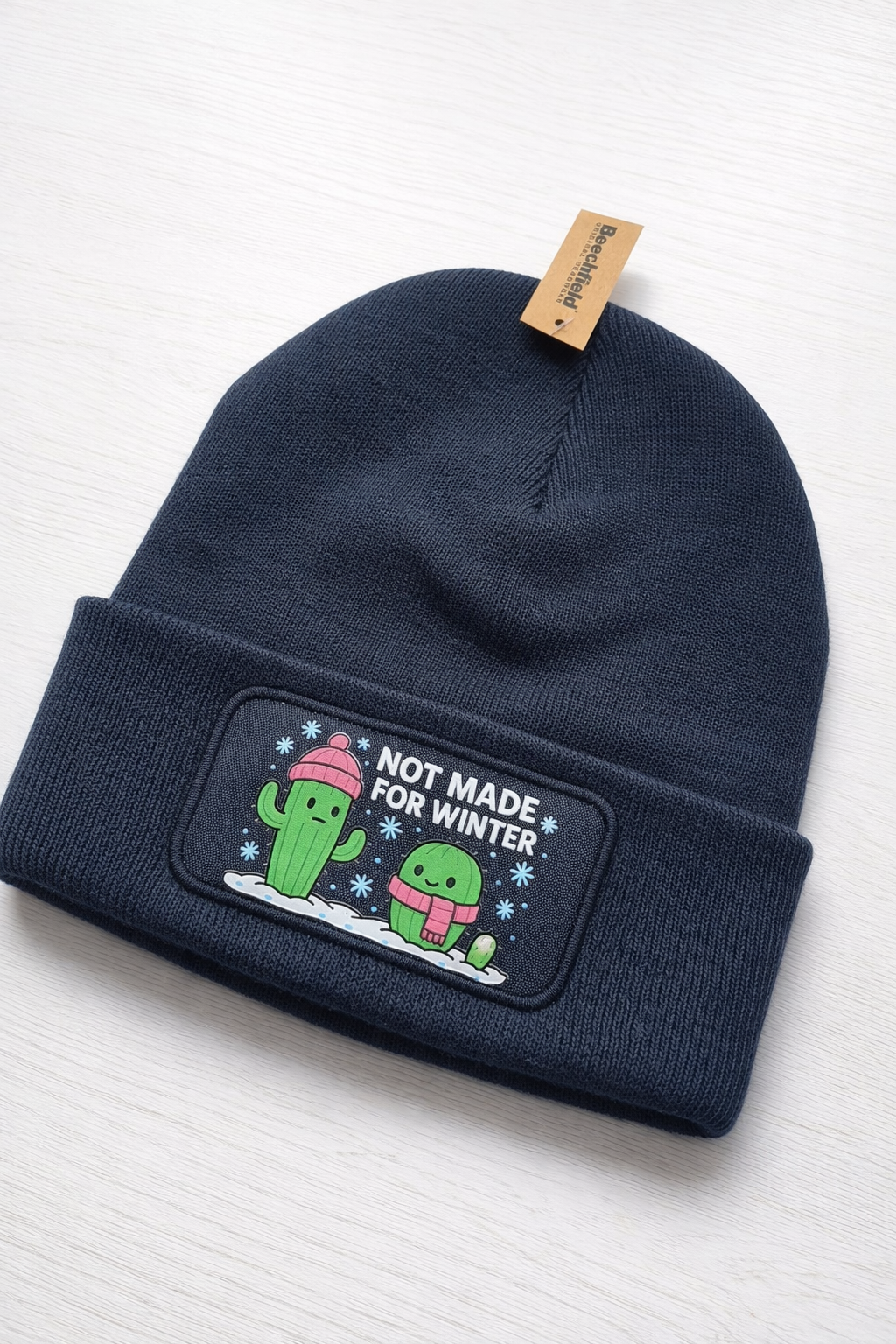 Western Beanie mit Kaktus Print – „Not made for winter“