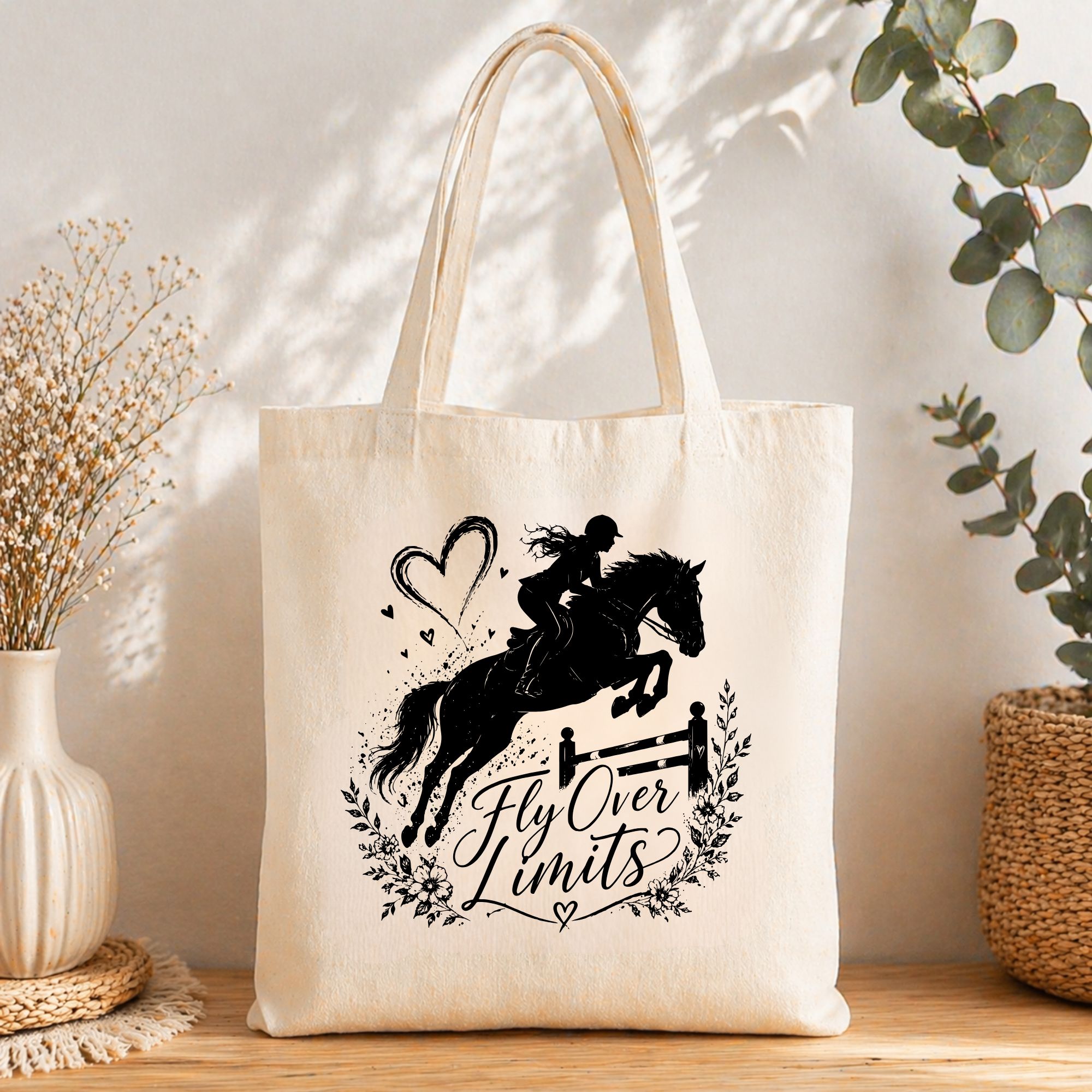 Baumwolltasche Springreiter