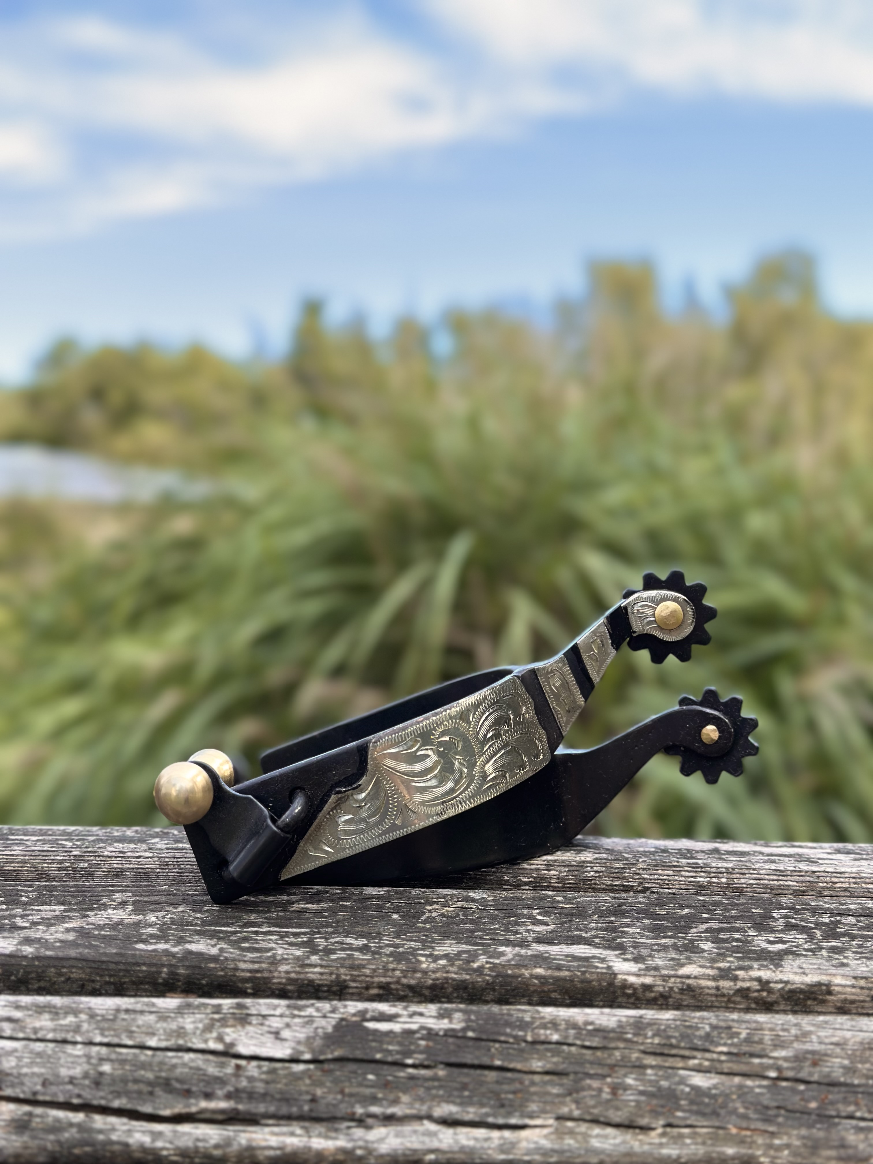 Western  Sporen Black mit Silber Kurz