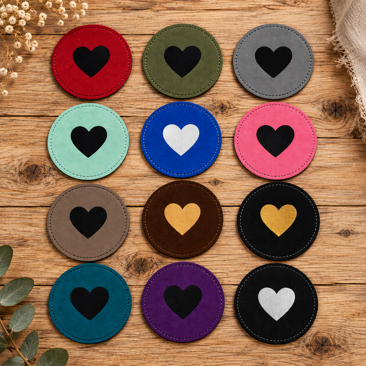 PU-Leder-Patch rund – 7,5 cm Durchmesser