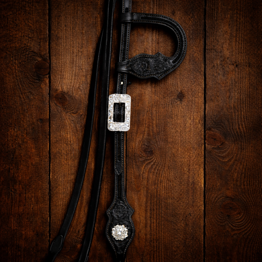 Zweiohrtrense & Zügel Set – Schwarz