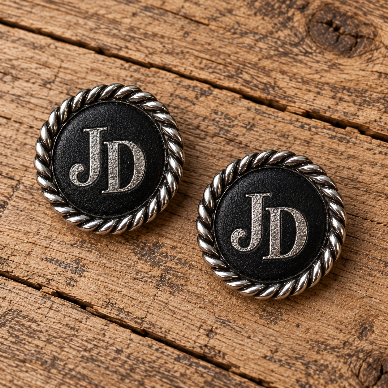 2er-Set runde Conchos mit Initialen