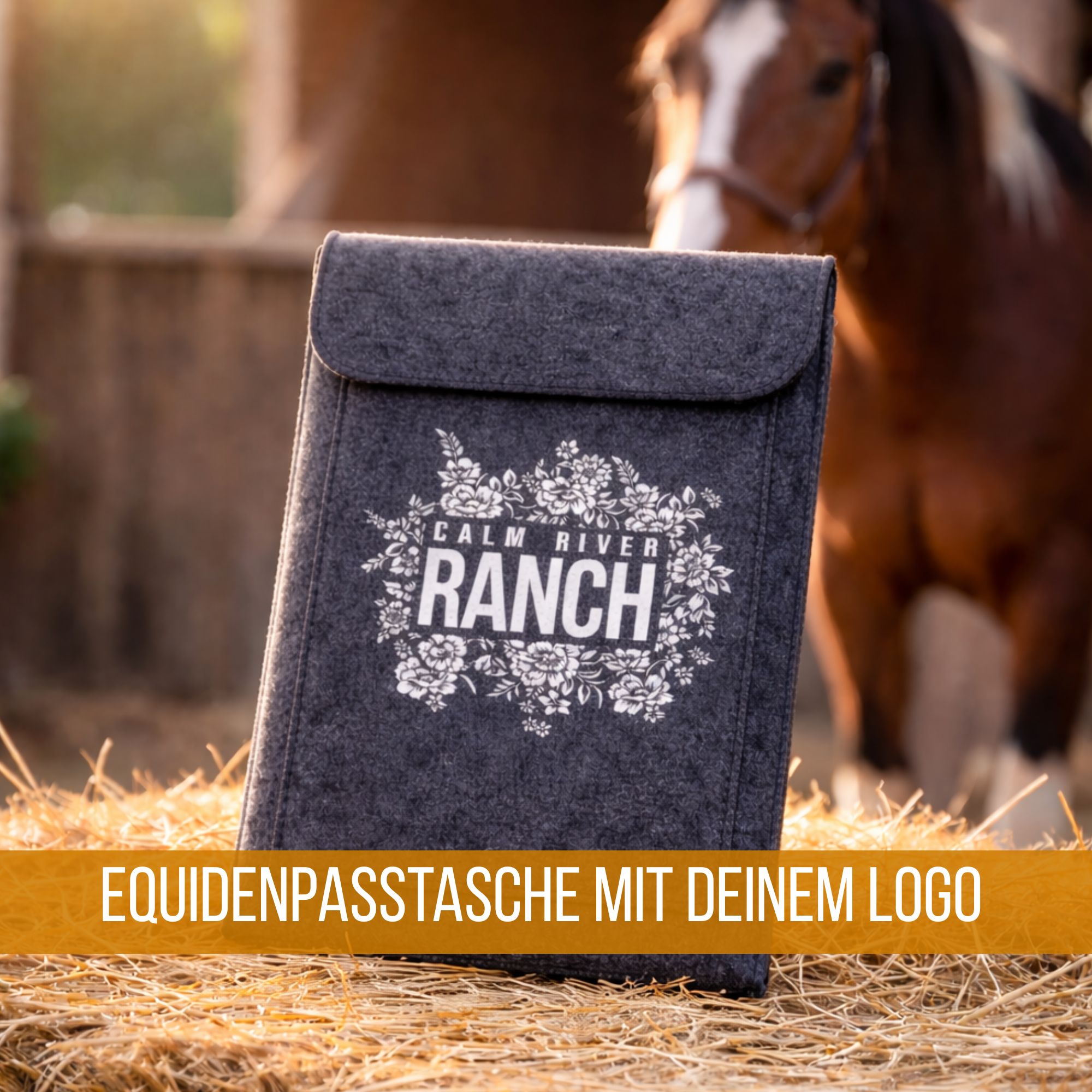 Personalisierte Equidenpasstasche aus Filz – mit deinem Logo bedruckt
