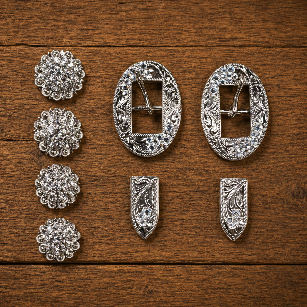 Schnallen & Conchoset Oval Silber mit Strass