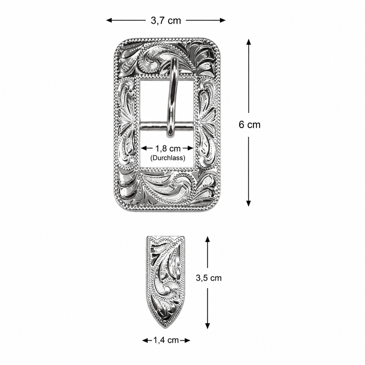 Schnallen & Conchoset Silber Eckig