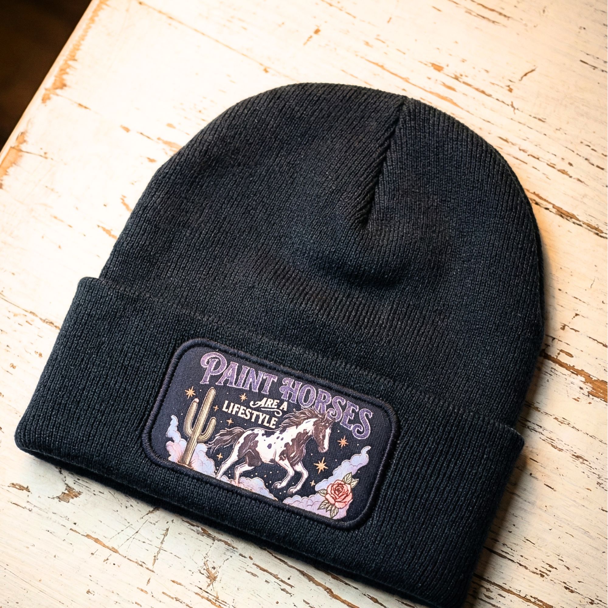 Western Beanie mit Paint Print