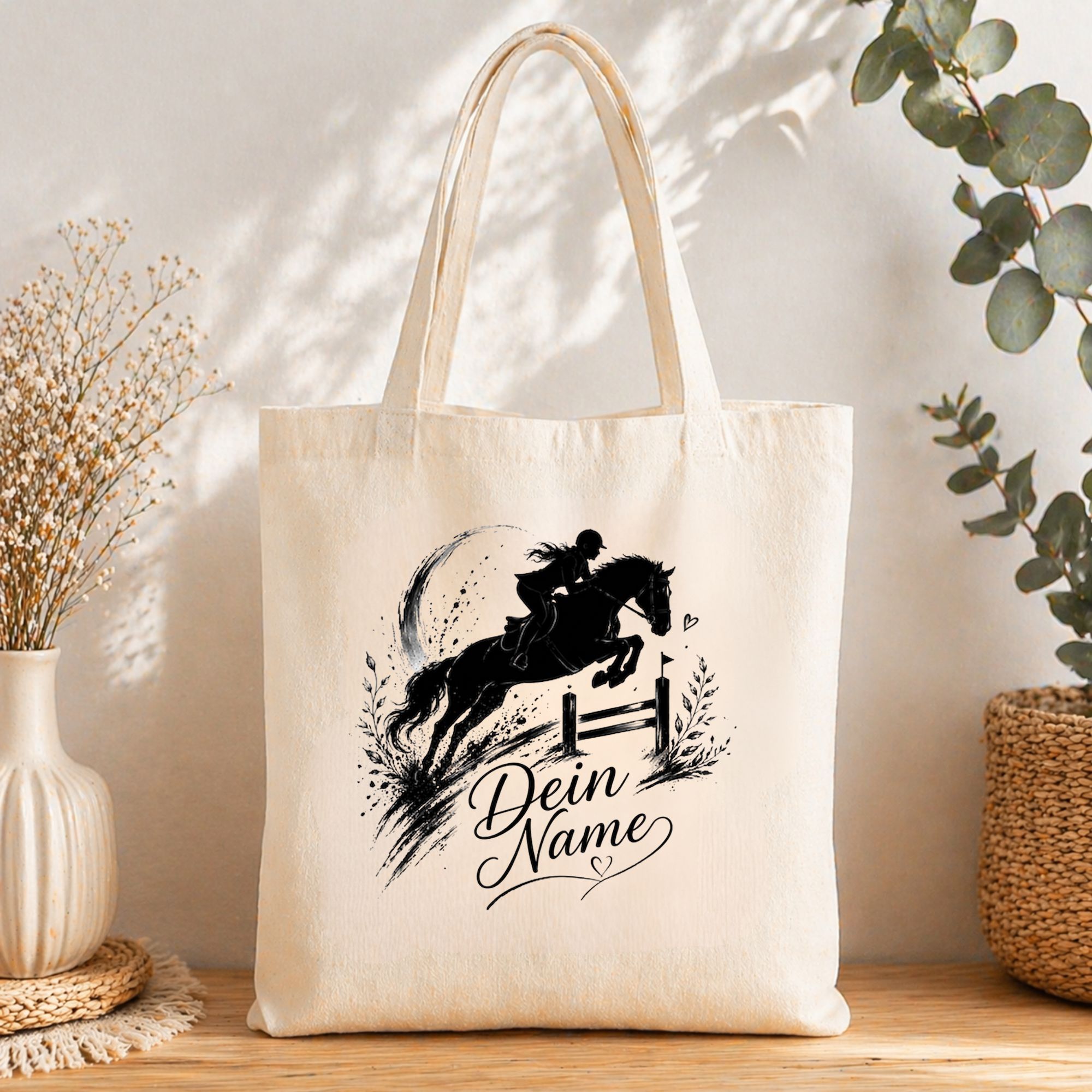 Baumwolltasche Springreiter