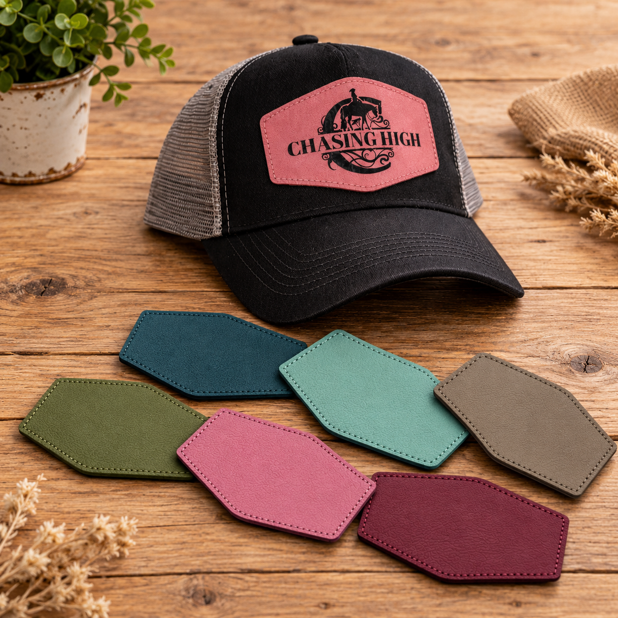 PU-Leder-Patch sechseckig – 10 cm