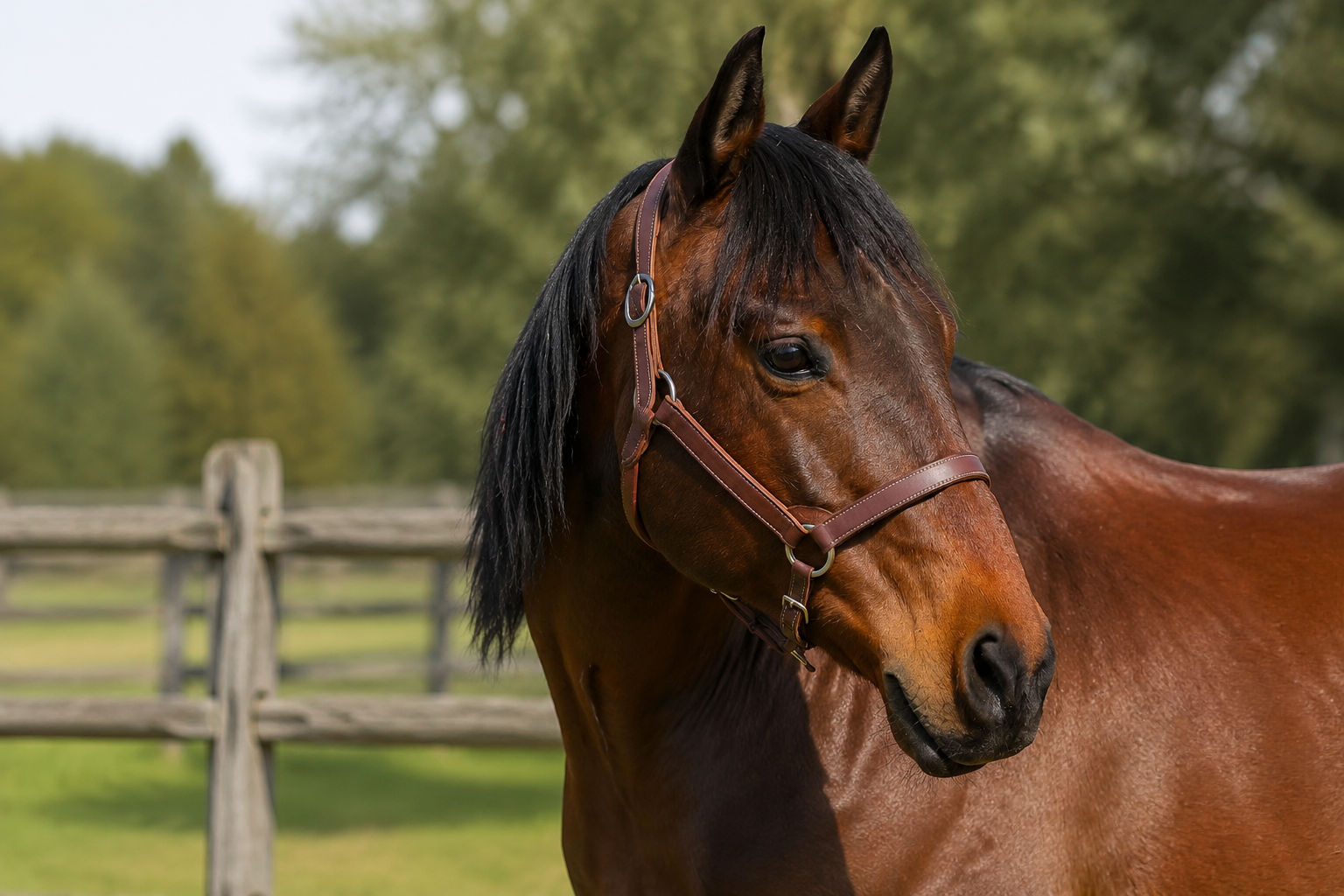 Braunes Lederhalfter für Westernpferde