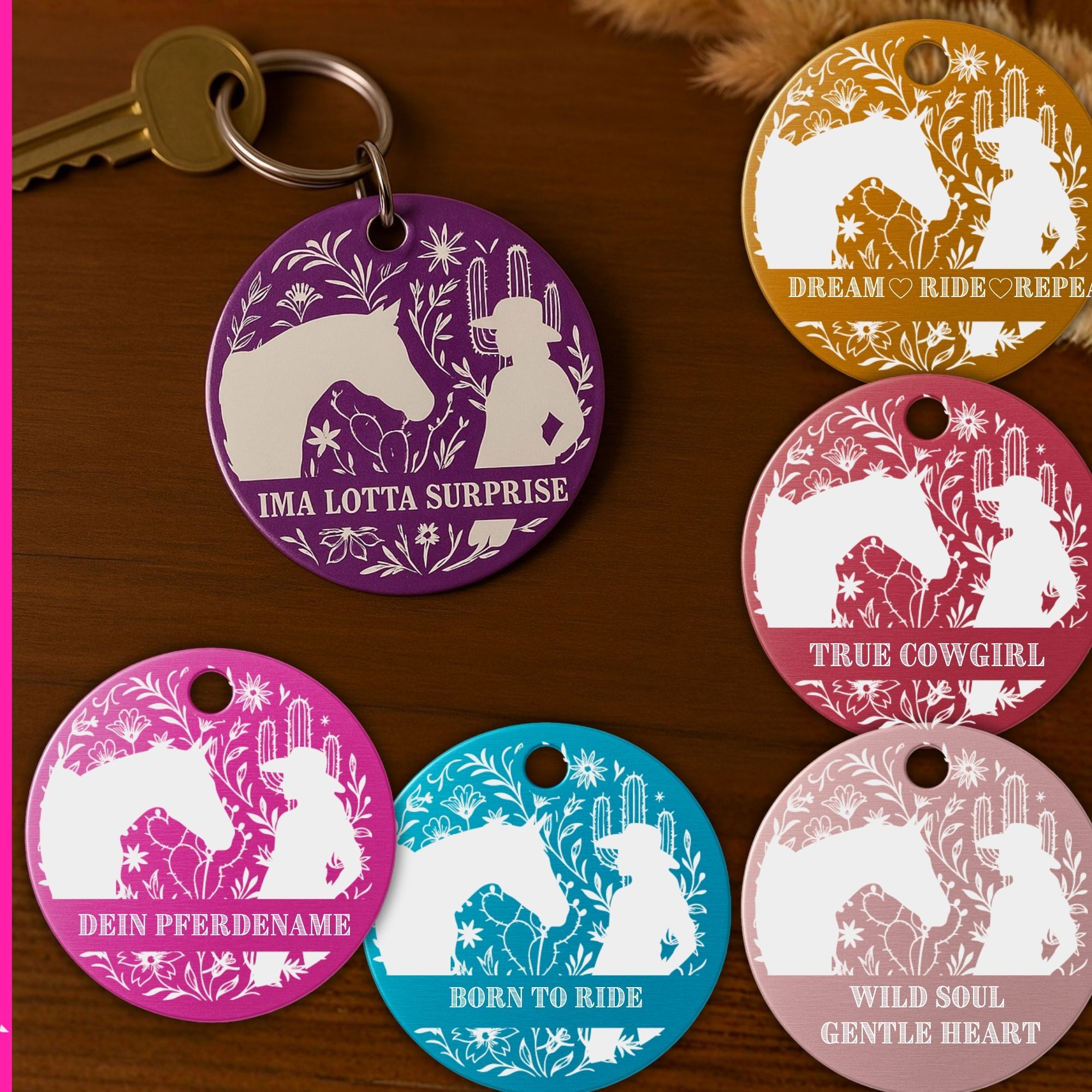 Schlüsselanhänger Western Personalisiert Pferd