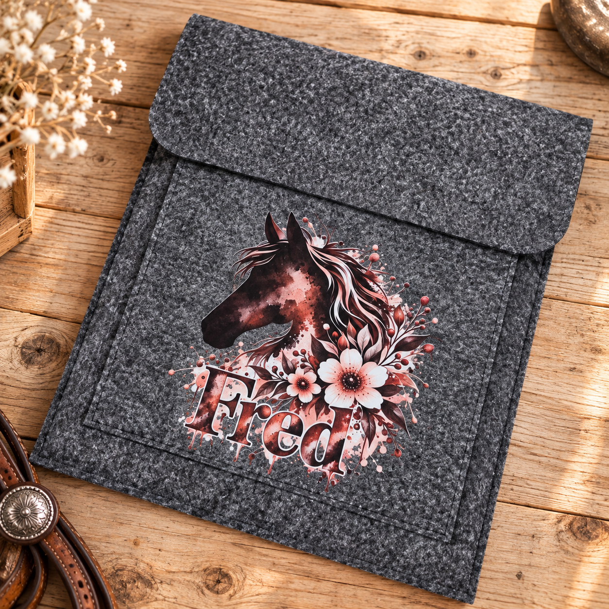 Personalisierte Equidenpasstasche Aquarell