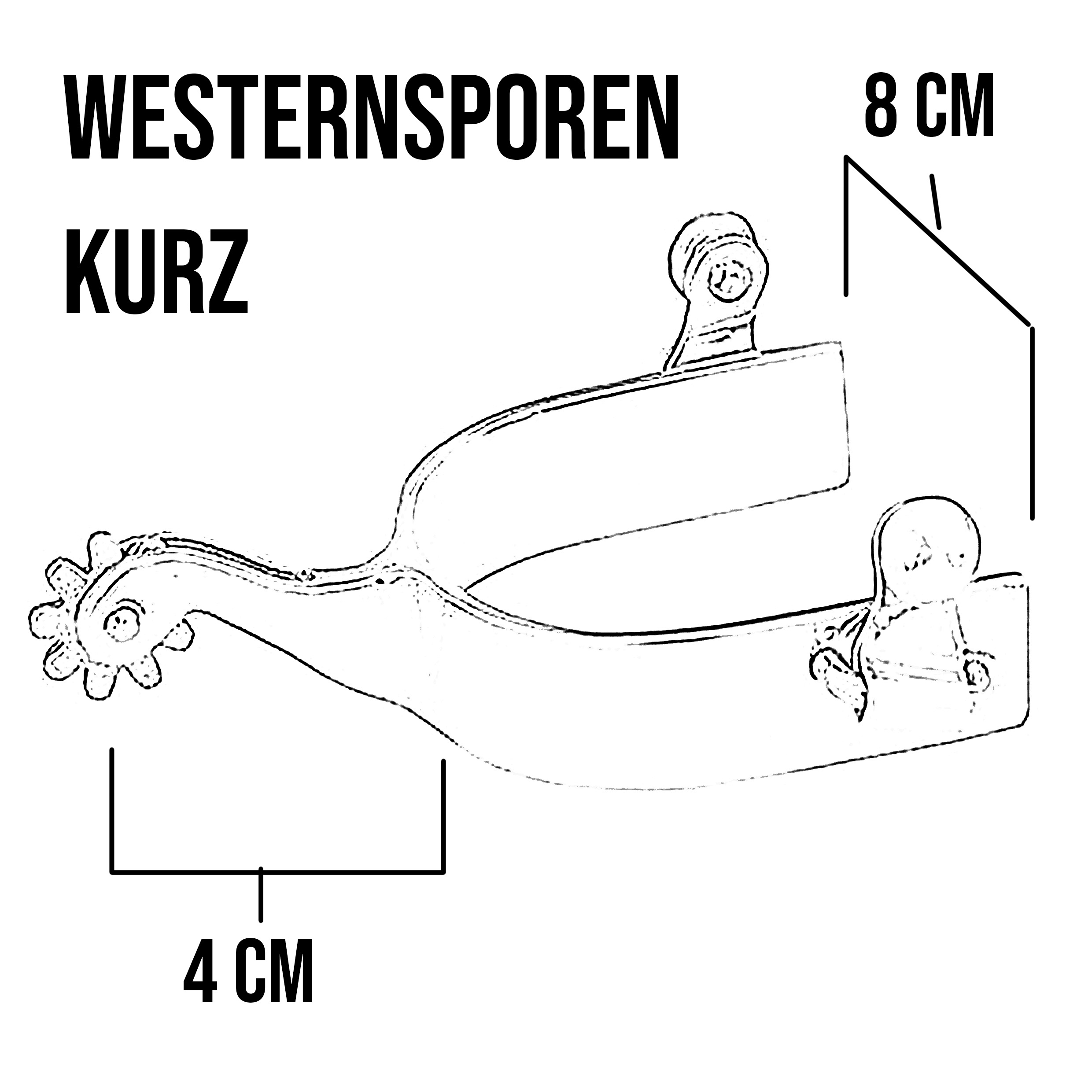 Western  Sporen Black mit Silber Kurz