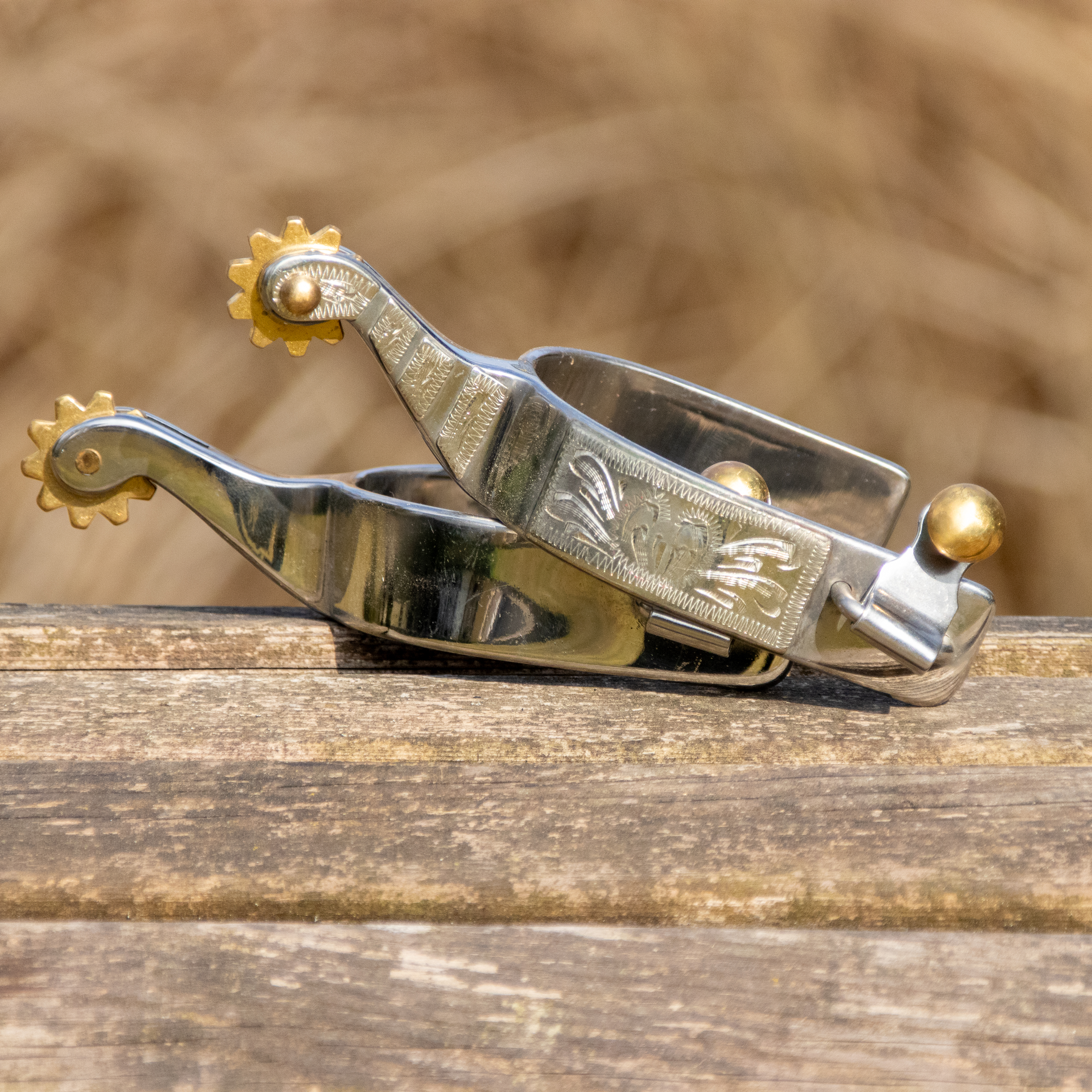 Western  Sporen Silber mit Tooling