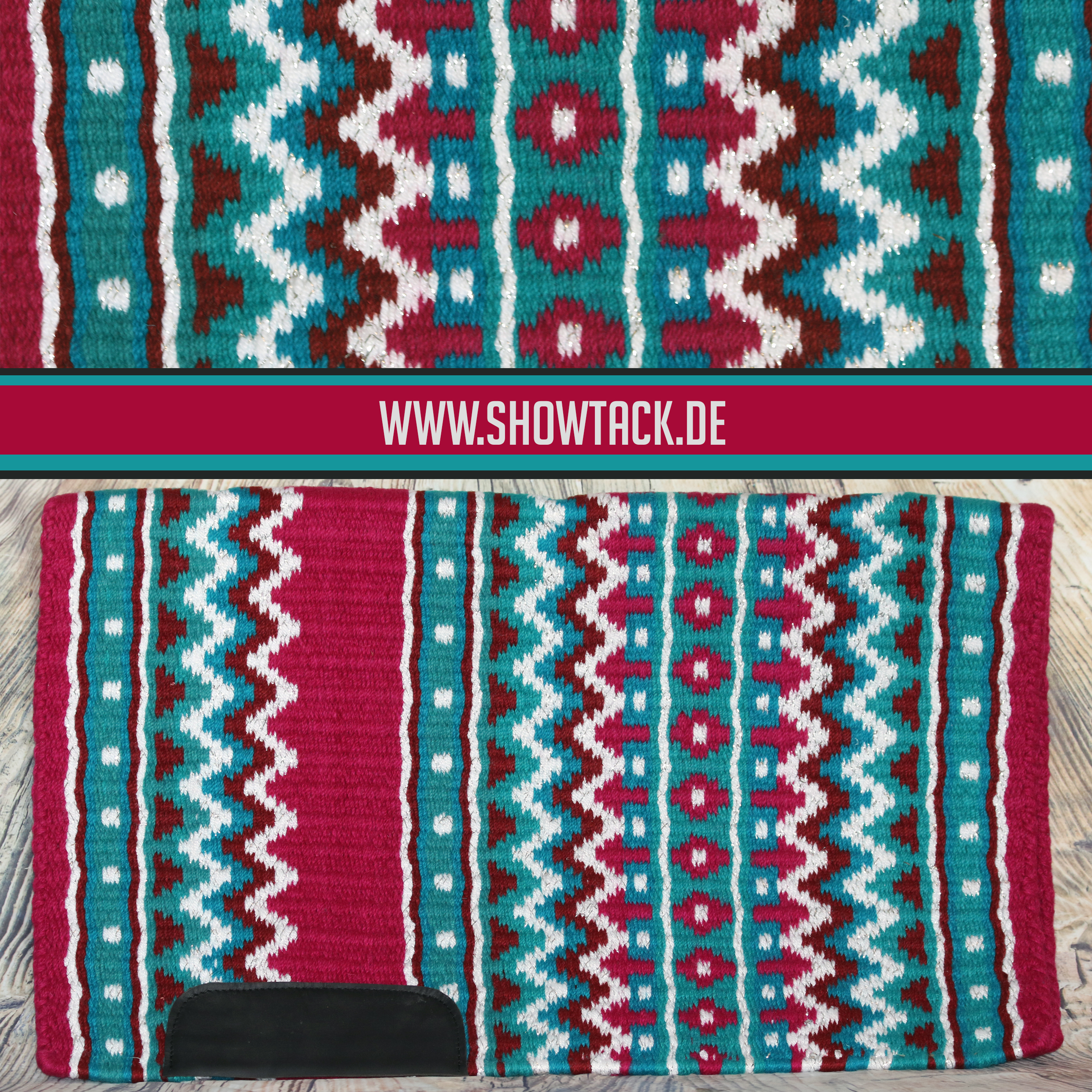 Western Showblanket Fuchisa Türkis