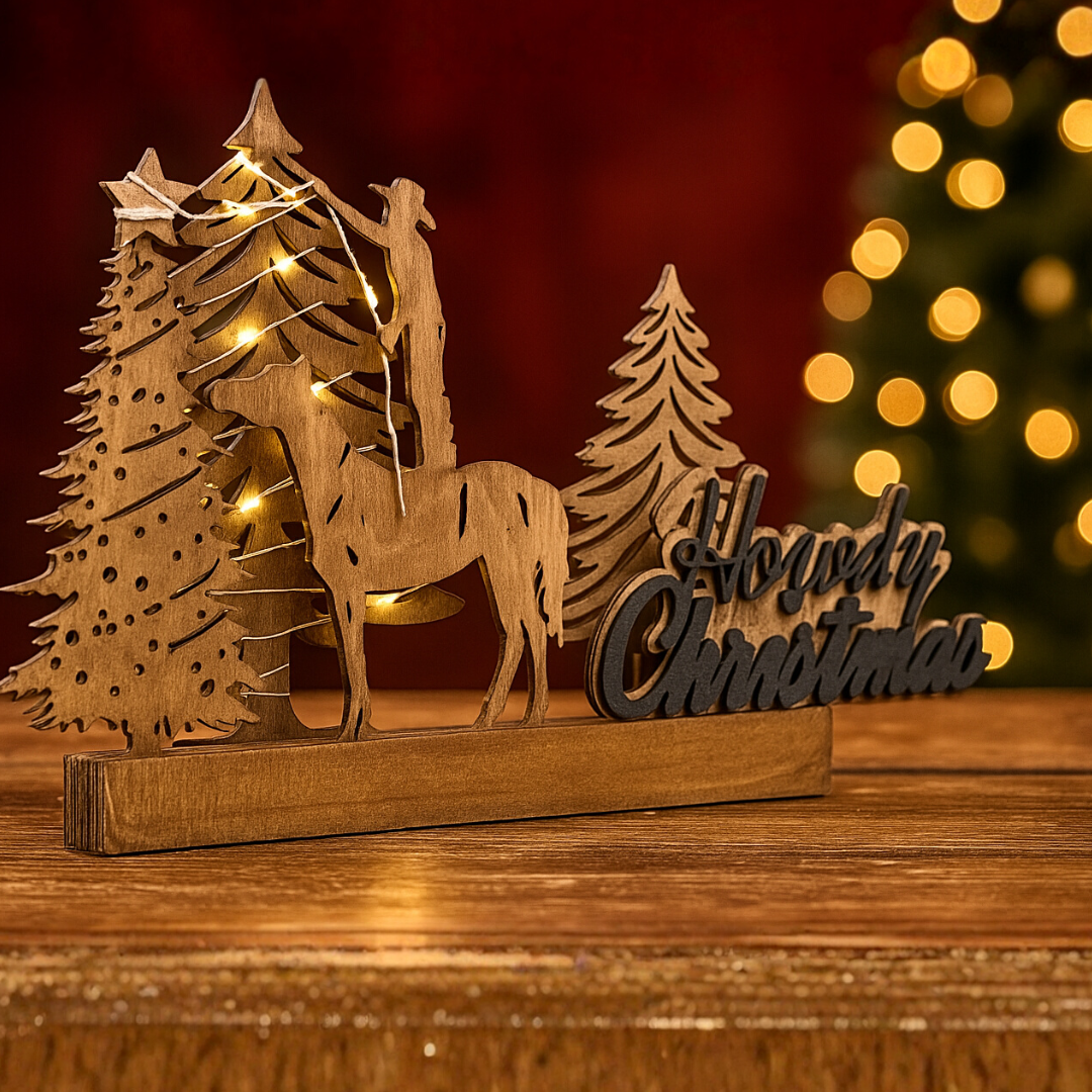 Holzaufsteller Christmas Tree Western mit LED
