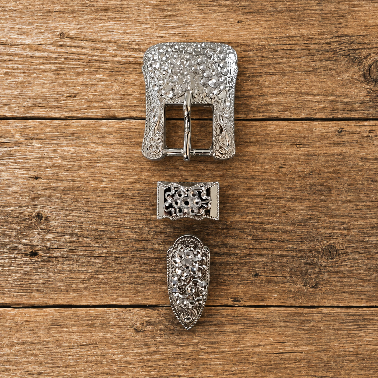 Schnallen & Conchoset Silber mit Crystal Strass