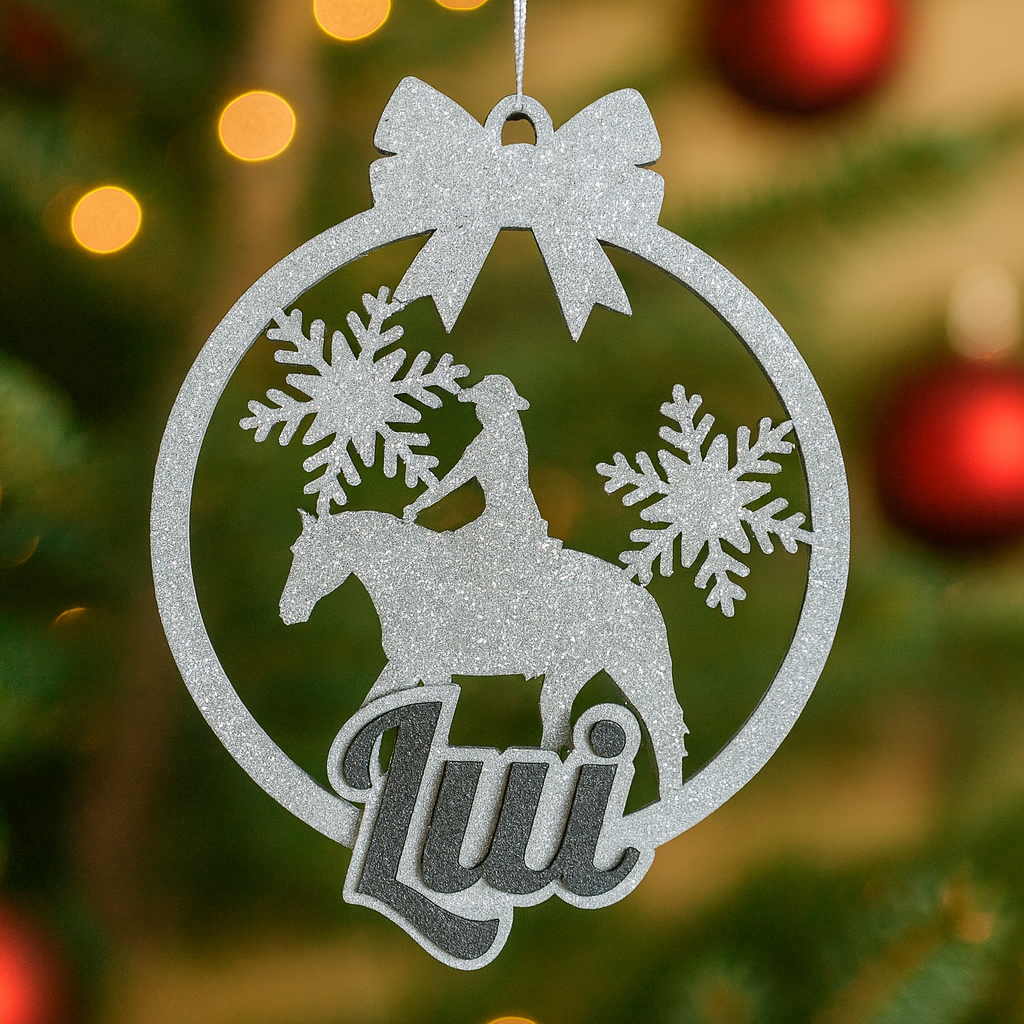 Personalisierter Weihnachtsbaumschmuck mit Pferdemotiv