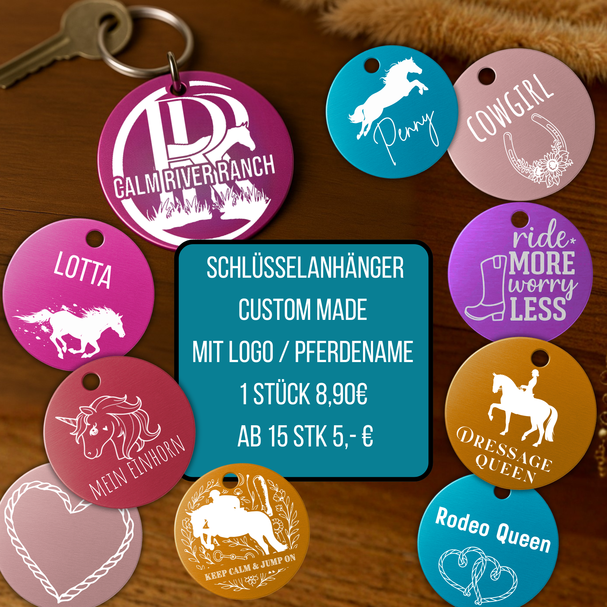 Schlüsselanhänger Western Personalisiert Pferd