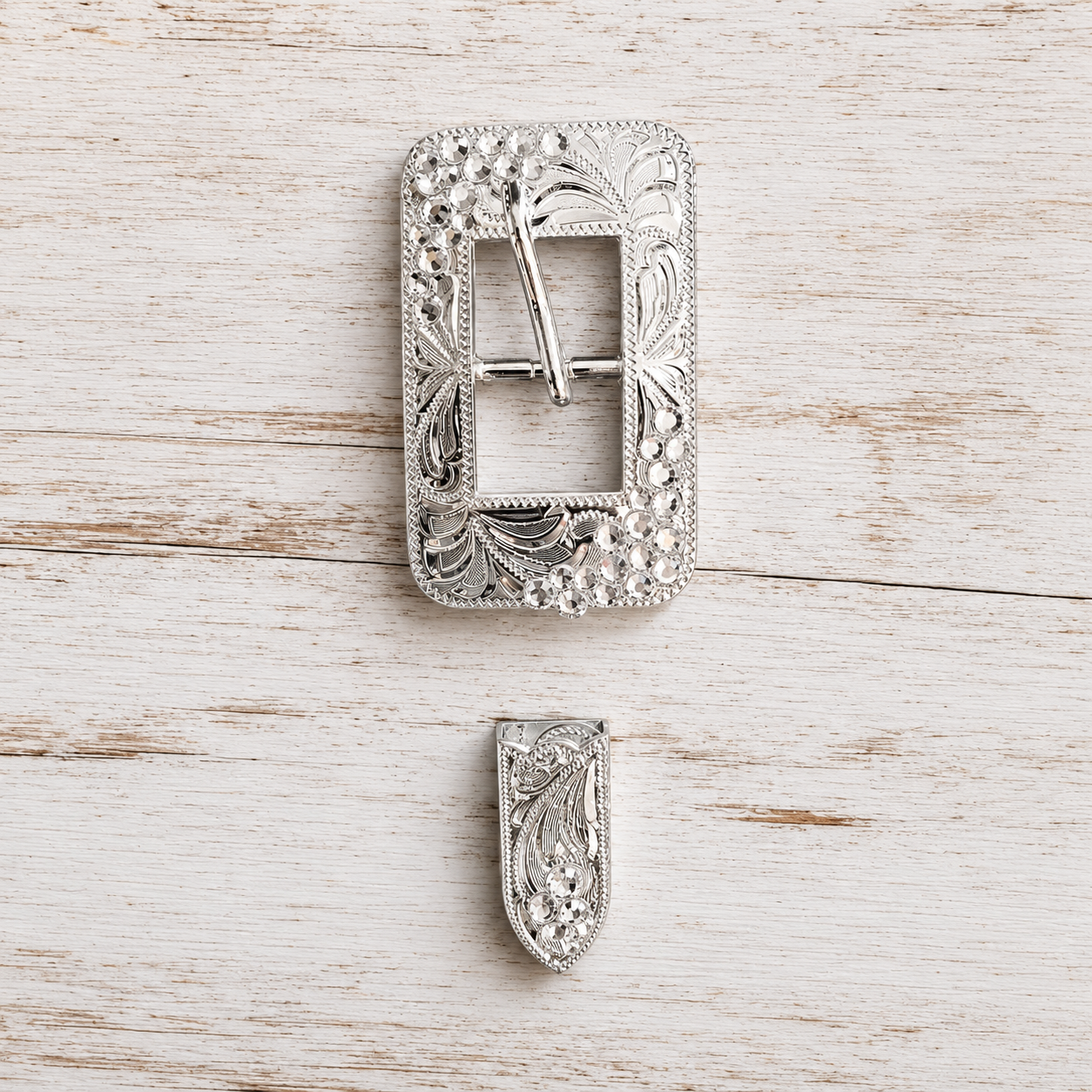 Schnallen & Conchoset Eckig Silber mit Strass