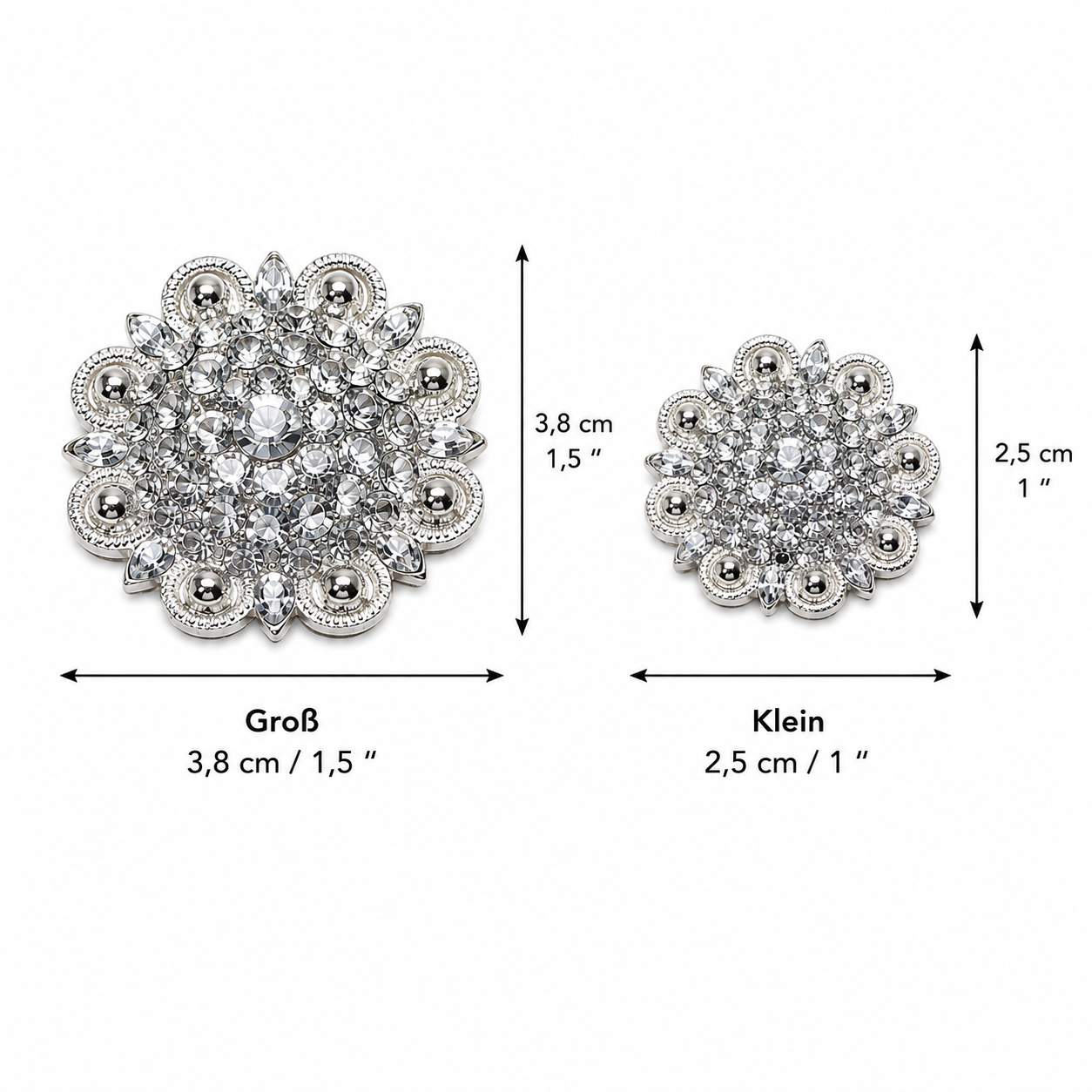 Schnallen & Conchoset Silber mit Crystal Strass
