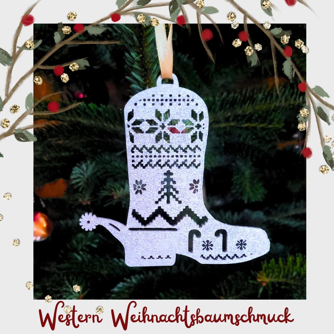 Weihnachtsbaumschmuck Cowboystiefel im Dreierset