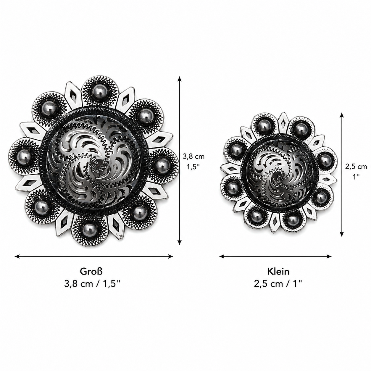 Schnallenset Gun Silver mit Conchos für Westerntrensen