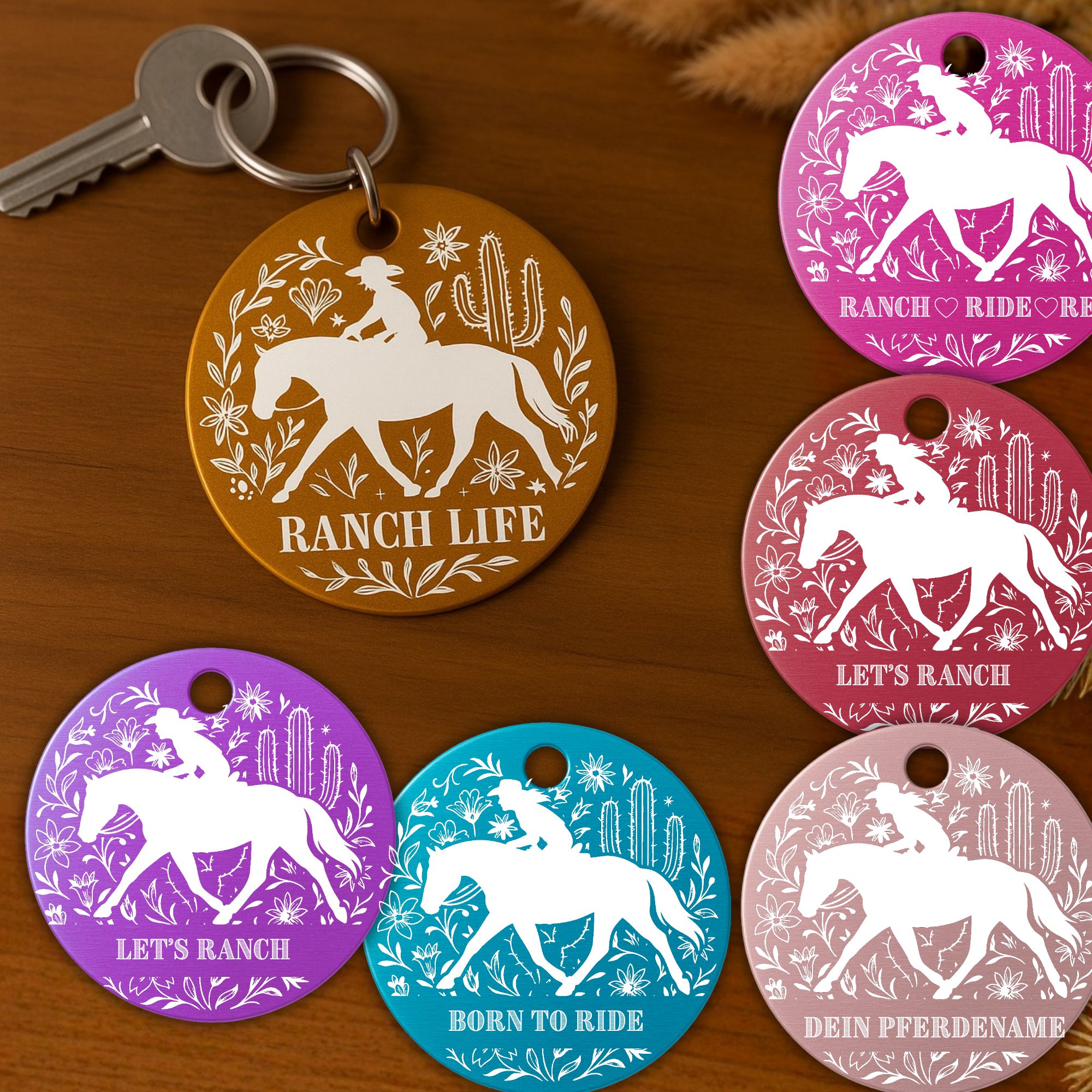 Schlüsselanhänger Western Personalisiert Pferd