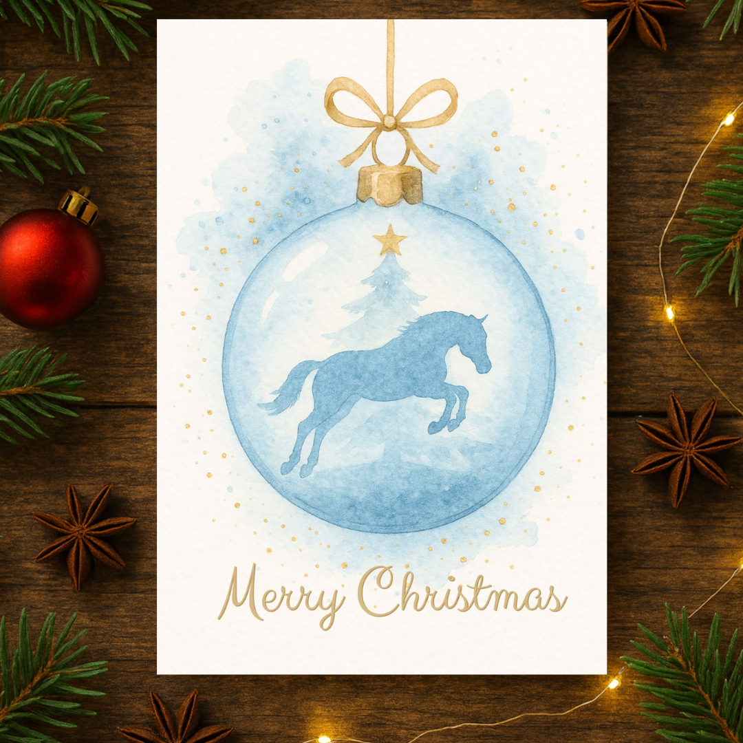 Weihnachtspostkarte „Springpferd“ – A6 Postkarte