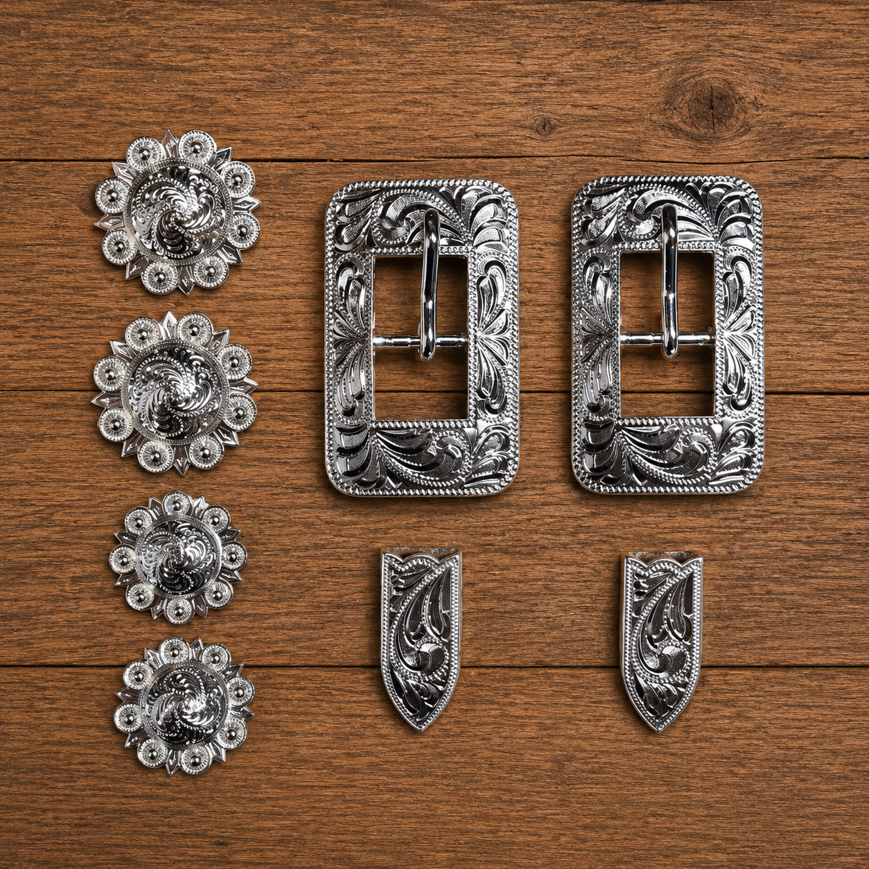Schnallen & Conchoset Silber Eckig