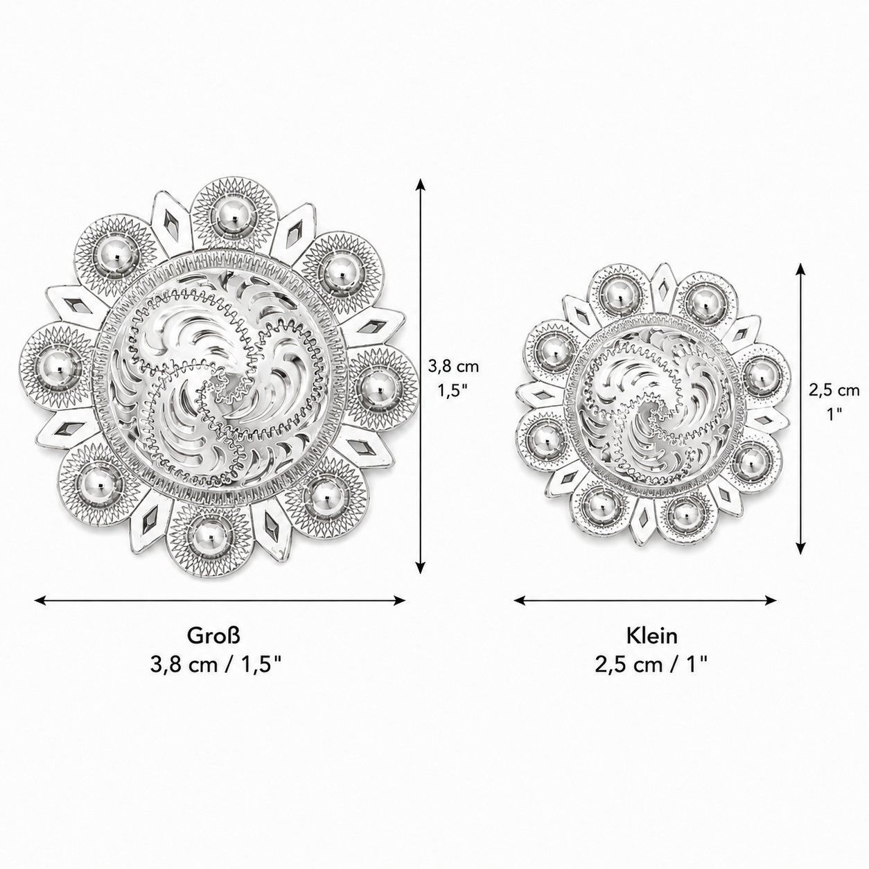 Schnallen & Conchoset Silber Eckig