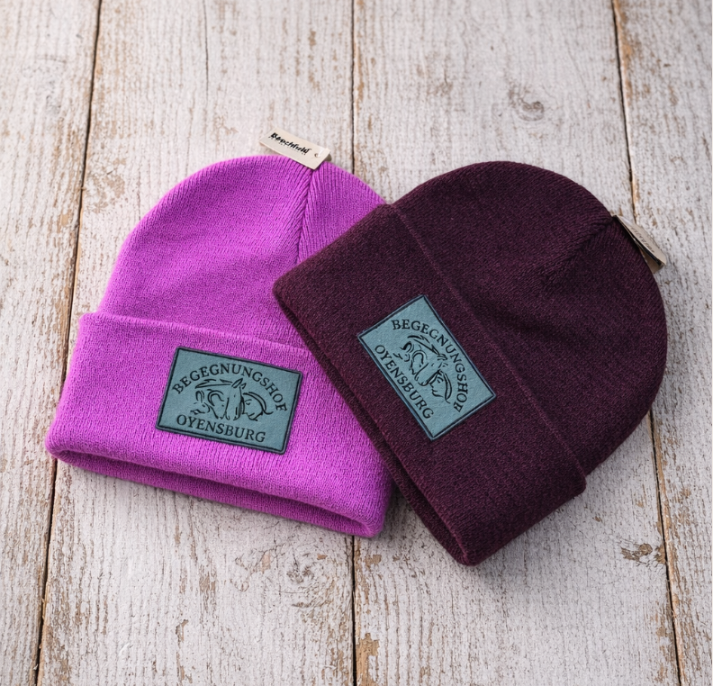 Personalisierte Beanie mit Lederpatch